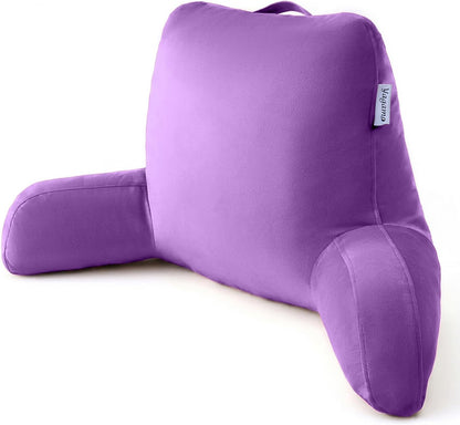 Reading Pillow with Adjustable Memory Foam,Adult Backrest with Arms, Back Pillow for Sitting in Bed with Washable Cover- Large, Gray