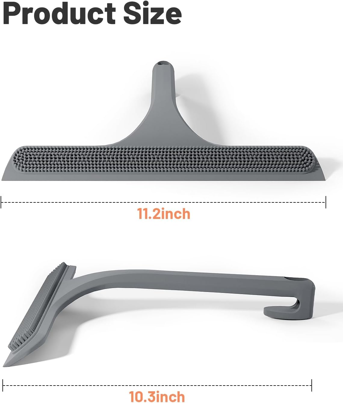 2-in-1 Silicone Shower Squeegee with Hook,Dual-Sided Design with Scraper & Scrub Surface,Rust-Proof Stainless Core,Streak-Free Bathroom Squeegee for Glass Doors,Mirrors,Windows,Car Windshields (Black)