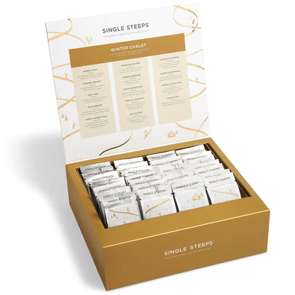 Tea Forte Single Steeps Tea Sampler, Lotus, 15 Pouches | 15 Single Serve Loose Leaf Bags - Premium Handcrafted Tea Blends - Giftable Presentation Box