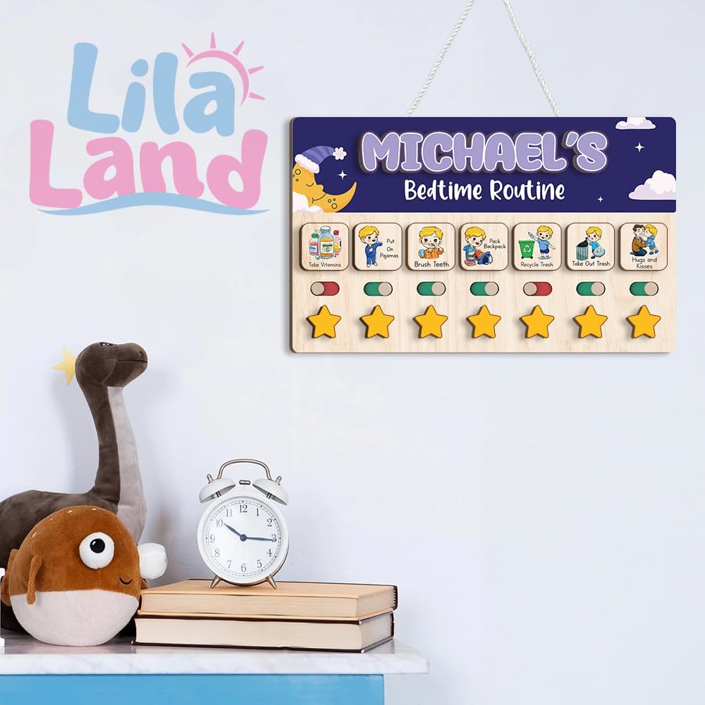 Wooden Chore Chart for Kids, Wooden Daily Routine Chart for Kids, Visual Schedule for Kids, Chore Reward Chart, Bedtime Morning Routine Chart for Toddlers