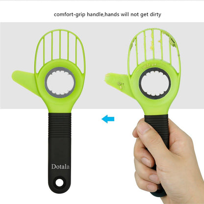 3 in 1 Avocado Slicer Tool and Saver Keeper,Avocado Pit Remover and Cutter as knife peeler scoop with Comfort-Grip Handle (Green-(Slicer+Saver))