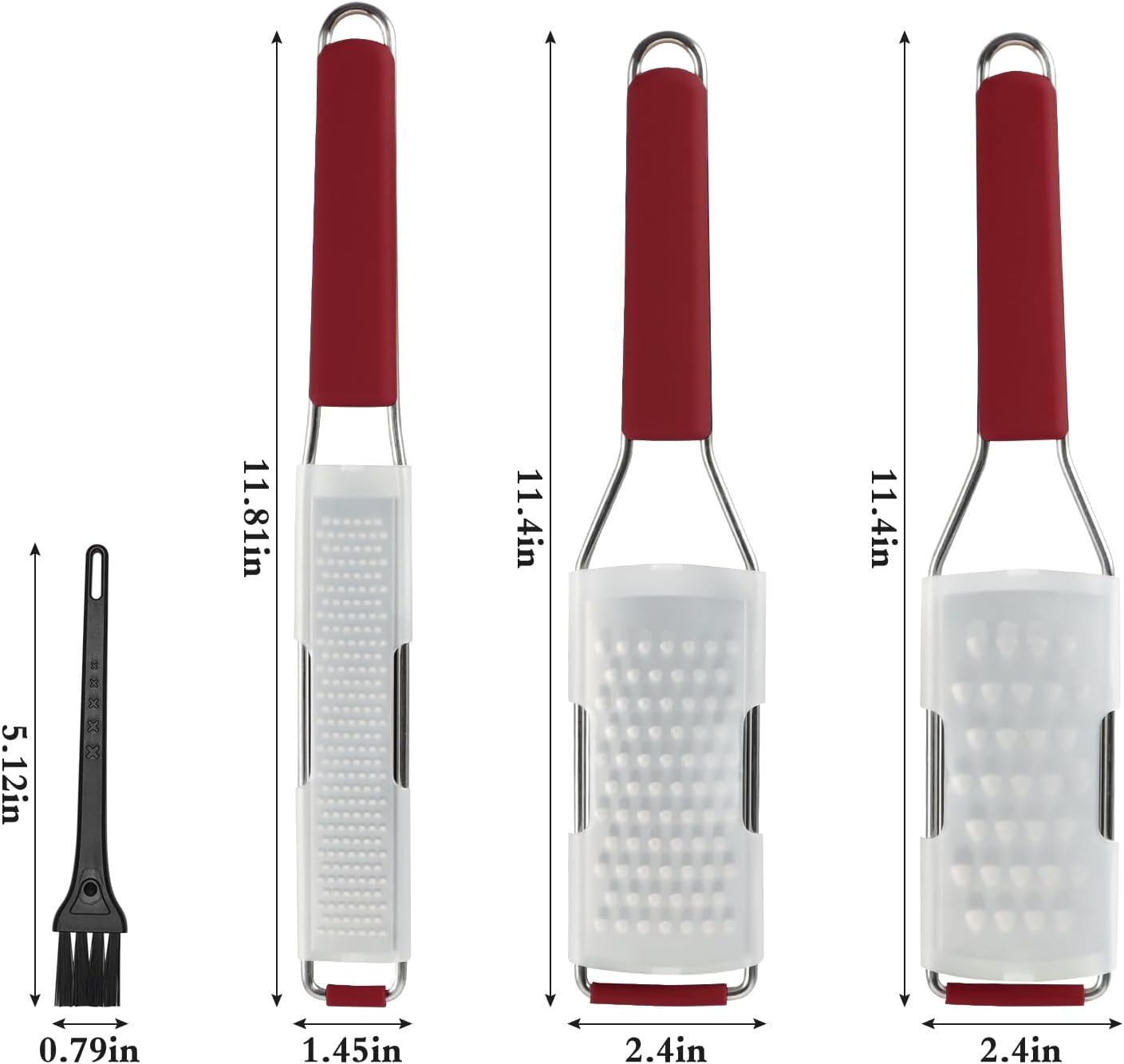 Cambom Lemon Zester Grater Three-piece Suit - Heavy Duty Kitchen Tool for Parmesan Cheese, Ginger, Garlic, Nutmeg, Chocolate, Vegetables，Fruits，Stainless Steel Grater Dishwasher Safe Black | 304 Stainless Steel, Sharp Tool for Parmesan Cheese, Ginger,