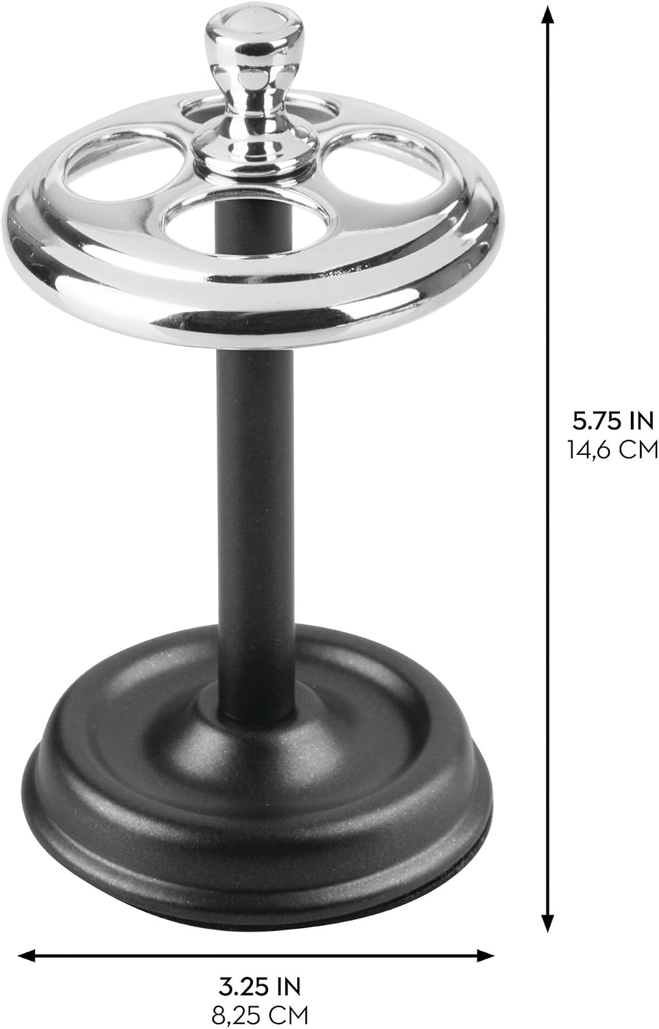 iDesign Steel Divided Toothbrush Holder Stand, 3.25" x 3.25" x 5.75" | Four Divided Compartments, Brushed Nickel & Polished Chrome