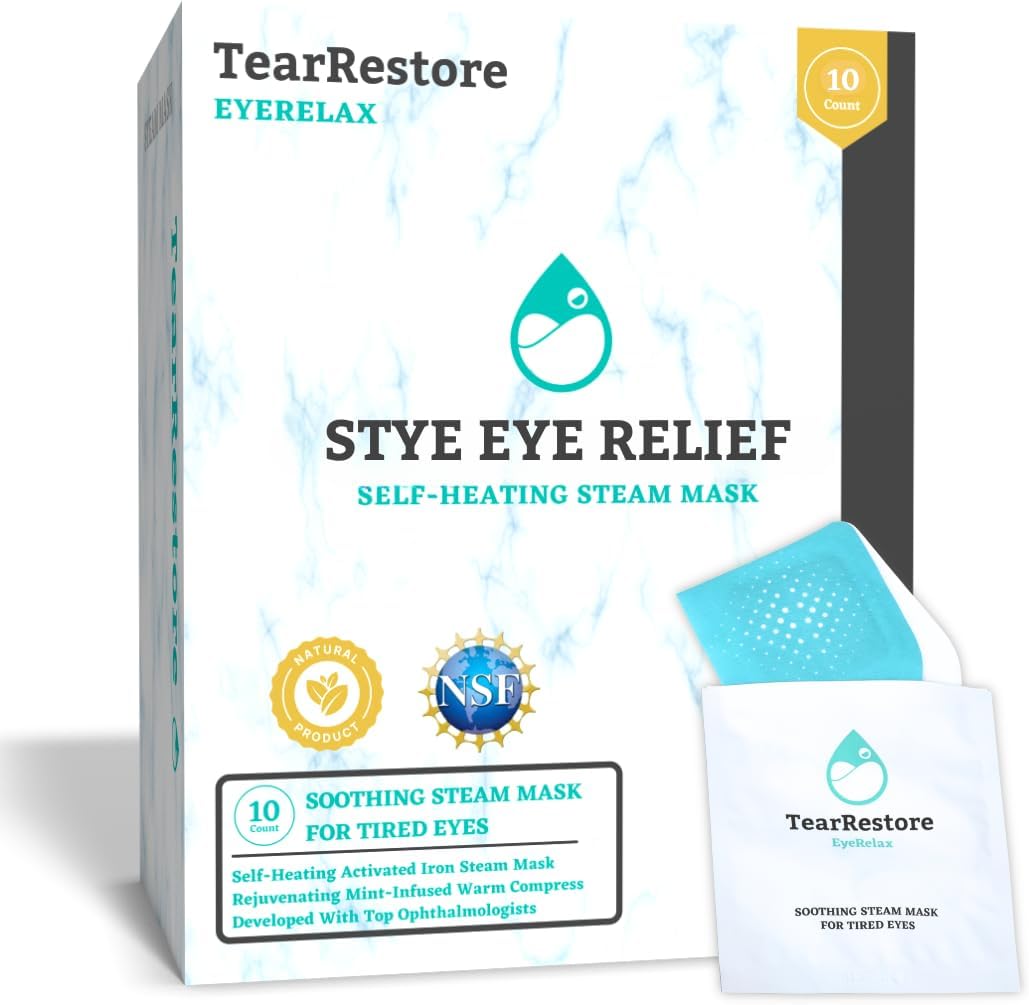 EyeRelax Heated Eye Mask, 30 Count | Dry Eye & Stye Relief, Self-Heating Warm Compress with Moist Heat, Mint-Infused Steam Mask