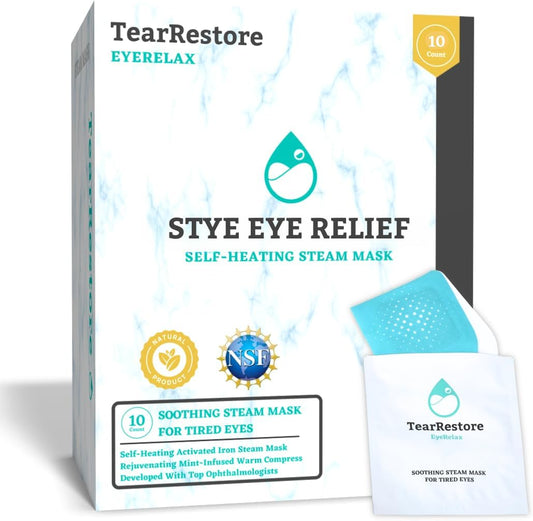 EyeRelax Stye Relief Steam Heated Eye Mask for Dry Eye, 10 Count