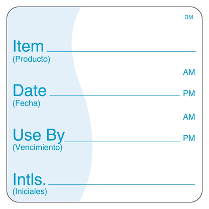 DayMark Safety Systems DissolveMark IT112437 Item/Date/Use-by Shelf-Life Label, 2" x 2", White, Roll of 250
