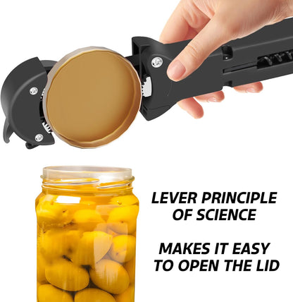 Jar Opener for Seniors with Arthritis, 7 in 1 Bottle Opener and Wine Corkscrew, Easy Grip Kitchen Gadget for Weak Hands Elderly, Retractable Jaw Lid Opener with Magnetic Storage (Teal)