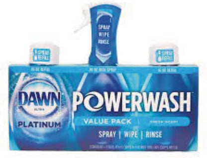 Dawn Powerwash Spray, Dish Soap, Dishwashing Liquid, Fresh, 1 Starter Kit + 3 Refills, 4x16 Fl Oz