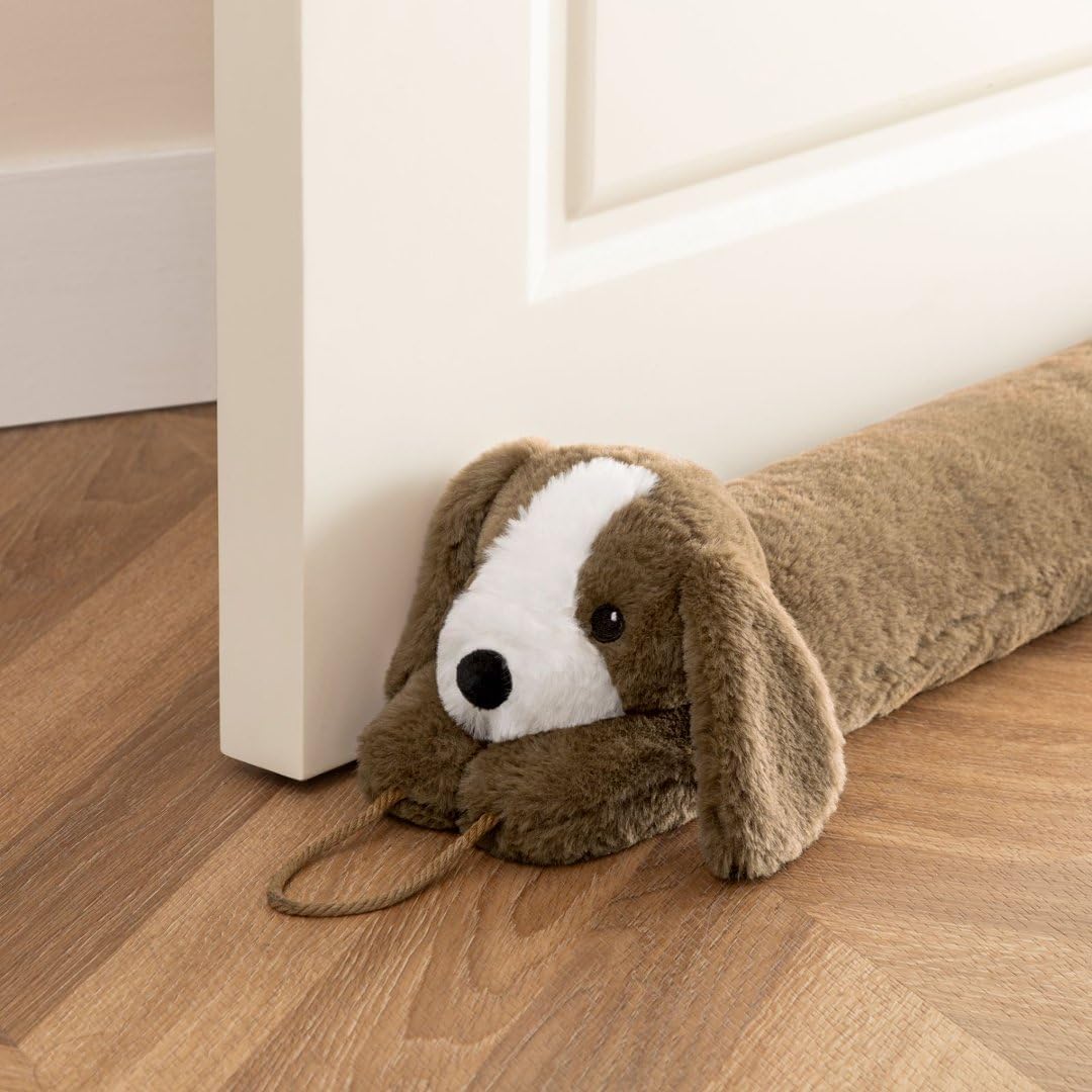 Door Draft Stopper Blocks Hot and Cold Air, 38", Yellow Dog | Blocks Wind and Noise, Weighted Sand and Cotton Filling, Convenient Hanging Loop for Storage, Adorable Animal Design