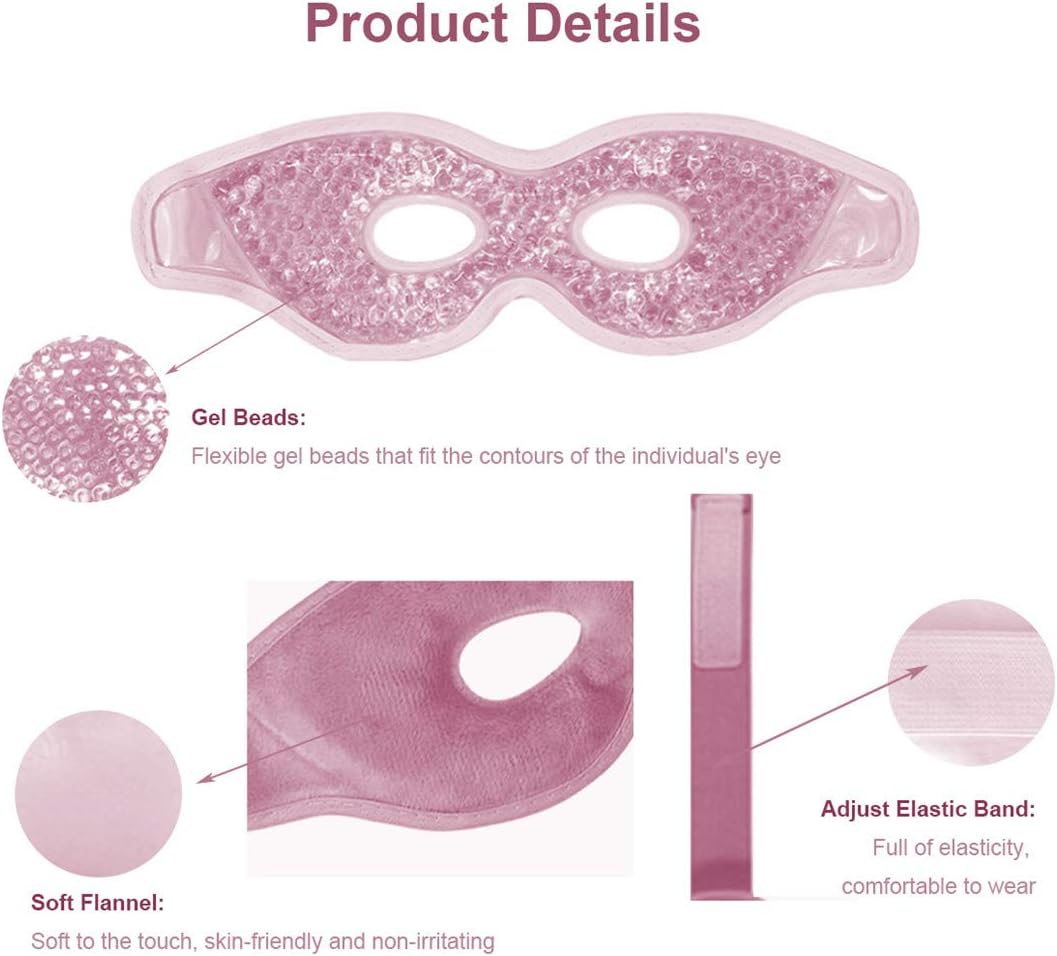 Cooling Gel Eye Mask with Eye Holes, 2 PCS Cold Eye Packs for Puffiness & Swelling, Reusable Hot Cold Compress Heat Ice Gel Pack, Purple and Pink