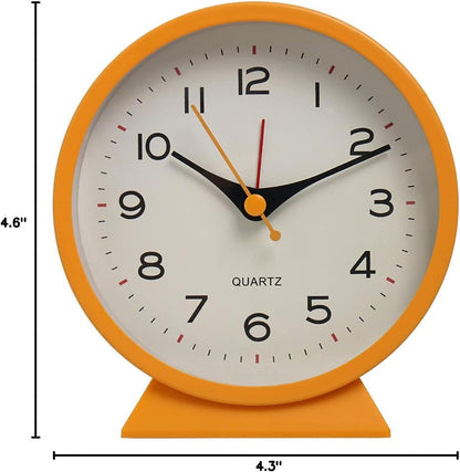 SHISEDECO Small Antique Retro Analog Alarm Clock, 4.5" Desk Clock, Pink | Small Silent Bedside Deskclock with Light Function, Non-Ticking Tableclock Decor for Living Room, Bedroom, Bedside, Shelf