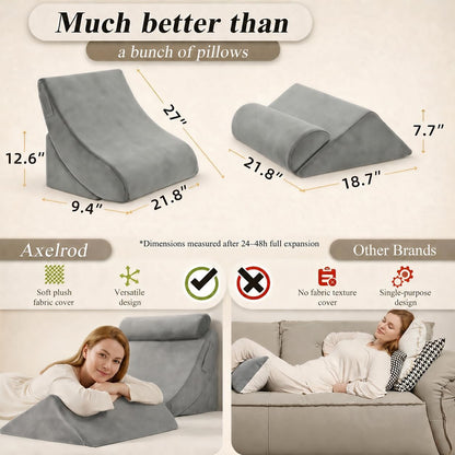 Axelrod Orthopedic Bed Wedge Pillow Set, Post Surgery Foam for Back, Neck and Leg Pain Relief Comfortable & Adjustable Ortho Pillows- Anti Snoring, Heartburn, Acid Reflux & GERD Sleeping Navy