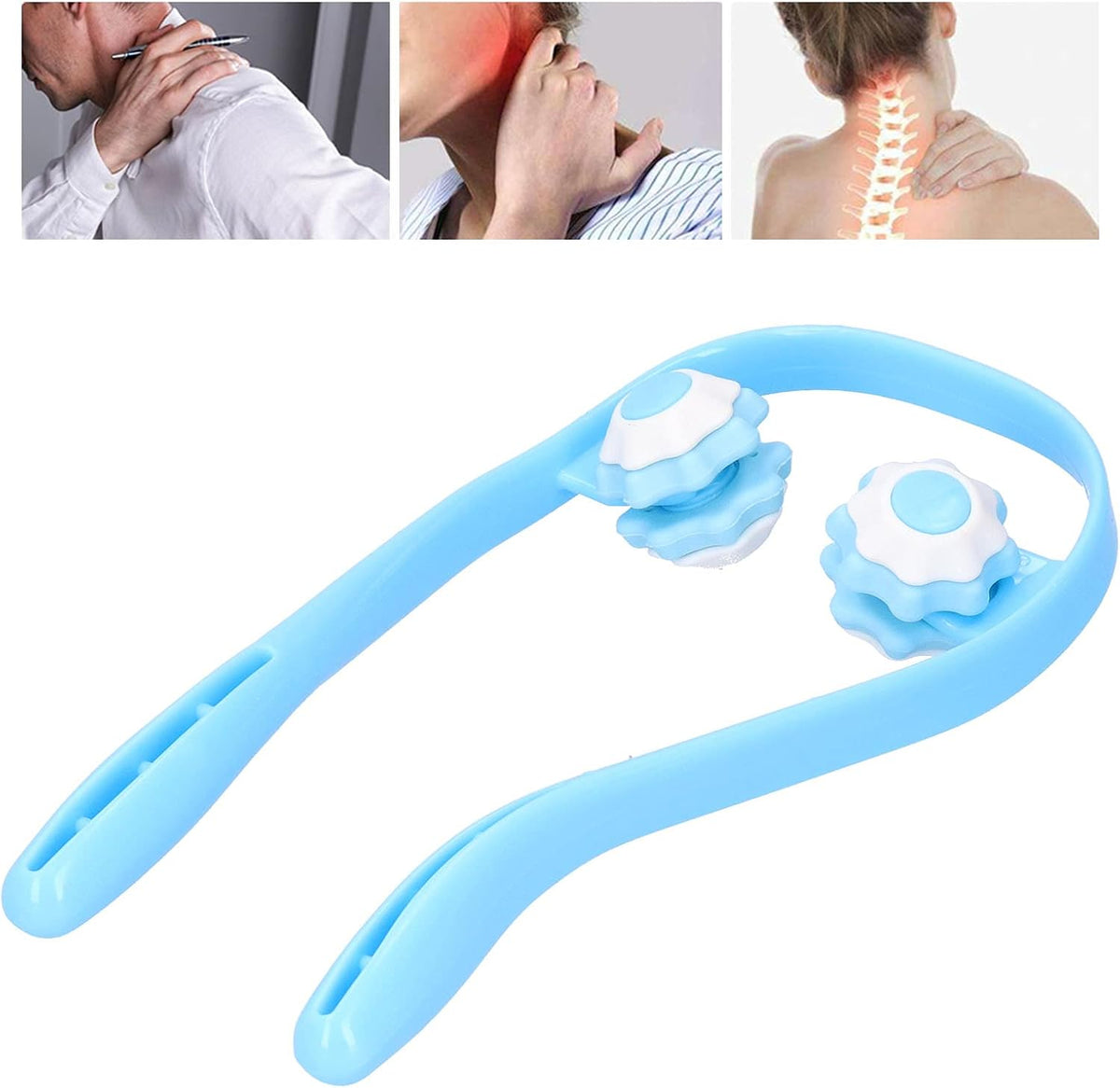 FILFEEL Roller Neck Massager, UShaped Manual Neck Shoulder Fatigue Relieve Massager Tool Ergonomic Handle Design Rouleau de Massage Musculaire