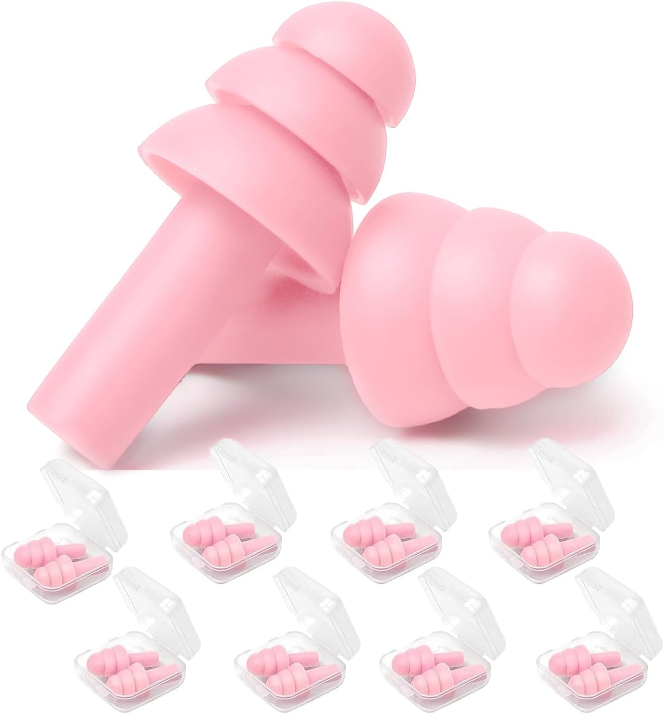 Earplugs for Sleeping Noise Cancelling, 8Pairs Reusable Ear Plugs | Super Soft Silicone, NRR 32 dB, Triple Seal Waterproof, Sleep/Swim/Concerts/Work, Washable BPA-Free, 8Colors Individual Packs