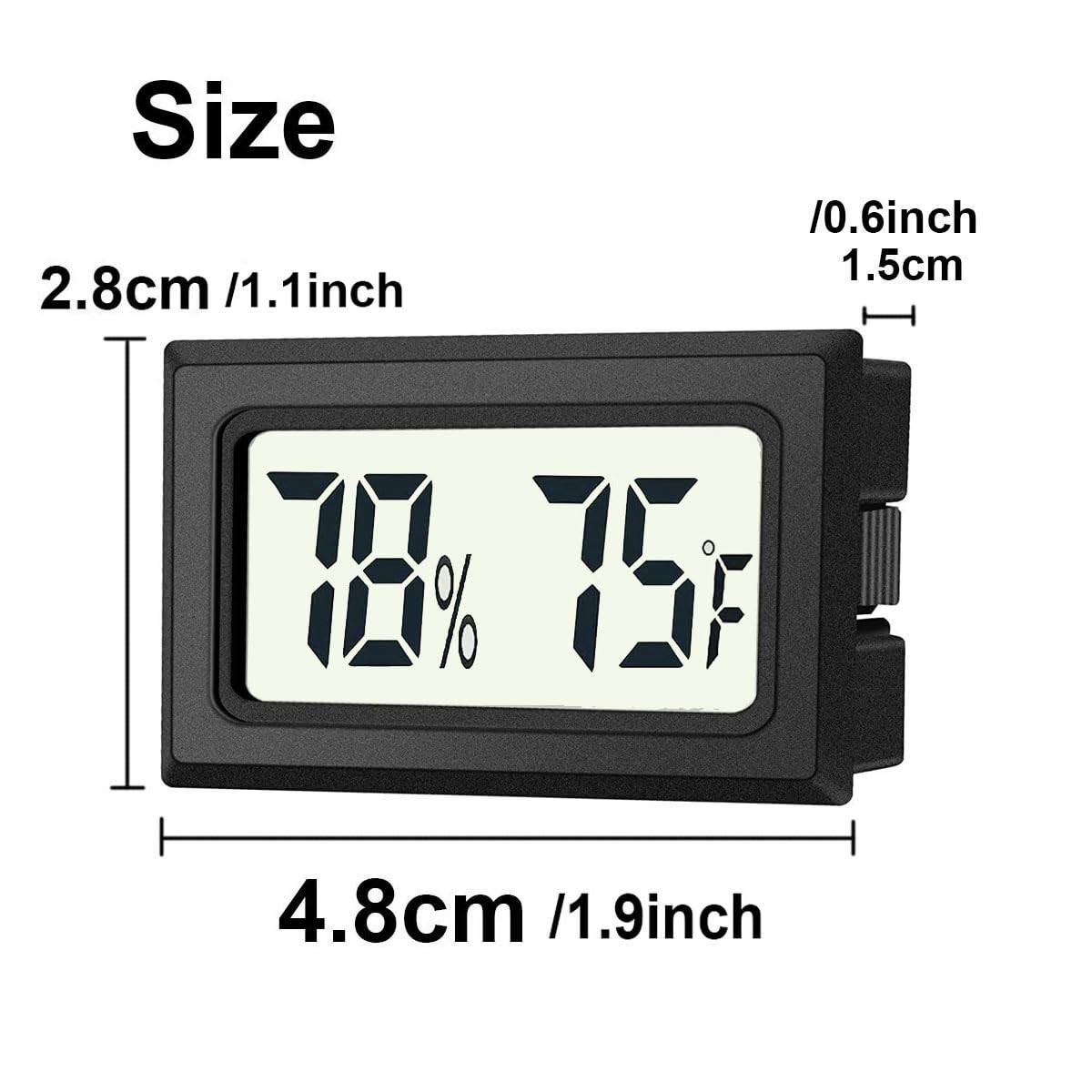 JEDEW 2 Pack Mini Digital Hygrometer Thermometer Gauge, Indoor Outdoor Temperature Humidity Meter for Humidifiers Greenhouse Reptile Plant Humidors, Large LCD Screen, Display in Fahrenheit (℉) (2)