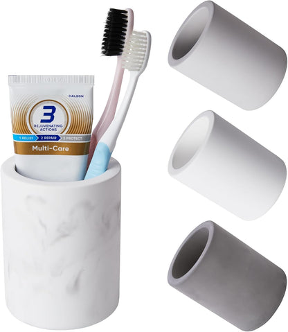 Drying Stone Toothbrush Holder, Diatomite Toothbrush Holders for Bathroom Counter, Quick Drying Electric Toothbrush and Toothpaste Holder Bathroom Organizer, Marble White