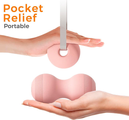 VICSKY Peanut Massage Ball with Handles & Pull Strap - Dual Trigger Point Therapy for Feet, Legs, Neck, Muscle Pain Relief, Myofascial Roller with Adjustable Strap (Pink)