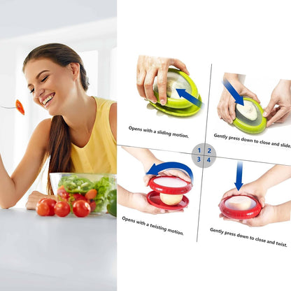 Avocado Preserver, Half Cut Fruit Container - Reusable Kitchen Tool for Refrigerator Onion Storage - Cheese, Lemon, Vegetables, Tomatoes, Fruit Gripper