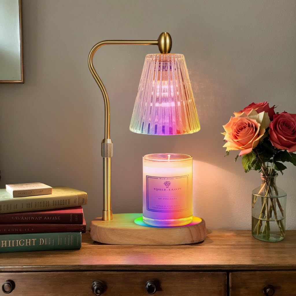 Engpure Candle Warmer Lamp - Candle Warmer Lamp with Timer and Dimmer Adjustable Height,Electric Wax Melt Warmer with 2 Bulbs for Scented Jar Candles Home Decor Mother's Day Gifts, Amber