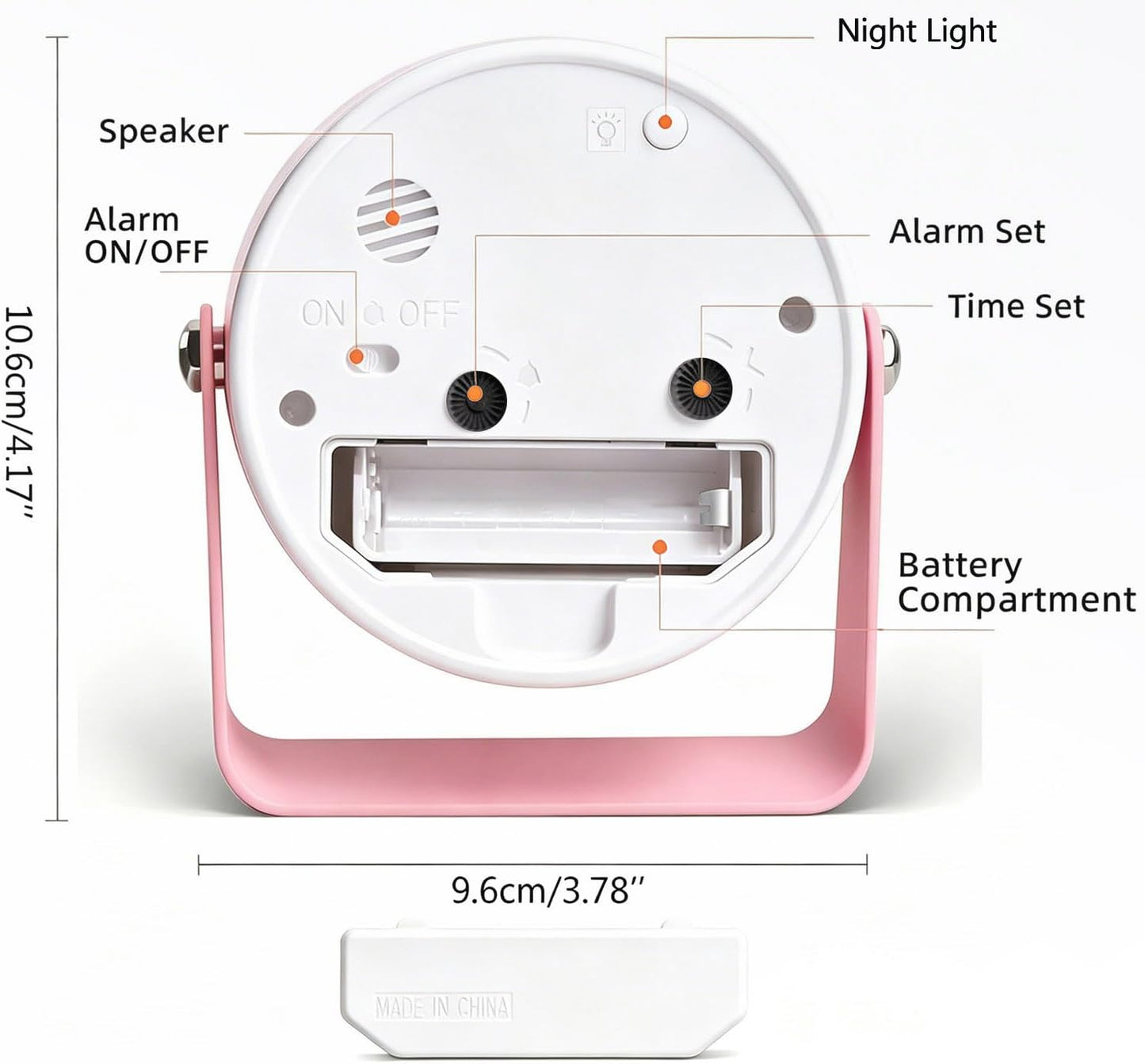 3.5" Analog Alarm Clock, Small Retro Desk Clock Battery Operated, Silent Metal Table Clock with Light for Living Room Decor,Bedroom,Bedside,Shelf, Adjustable Angle Snooze Clock for Adults Elderly