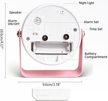 3.5" Analog Alarm Clock, Small Retro Desk Clock Battery Operated, Silent Metal Table Clock with Light for Living Room Decor,Bedroom,Bedside,Shelf, Adjustable Angle Snooze Clock for Adults Elderly