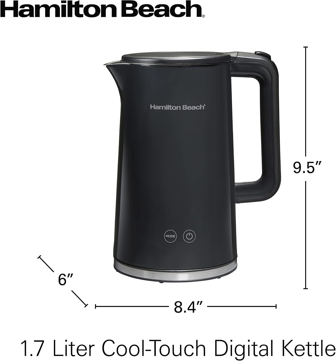 Hamilton Beach Digital Temperature Control Electric Tea Kettle, Hot Water Boiler & Heater 1.7L, 5 Preset Modes + Keep Warm, Fast Boil 1500 Watts, BPA Free, Cool-Touch Exterior, Black (41033) | Fast Boiling 1500 Watts |Temp Control + 5 Presets |
