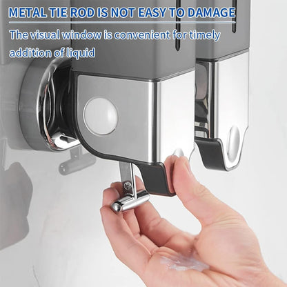 3 in 1 Chamber Wall Mounted Shampoo and Conditioner Dispenser (Silver) | No Drill Shower Soap Dispenser for Bathroom & Hotel Leak-Proof Pumps, Easy Installation and Large Capacity