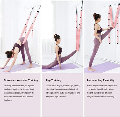 Yoga Fitness Stretching Strap, Adjustable Leg Stretcher Back Bend Assist Trainer, Improve Leg Waist Back Flexibility Home Gym Equipment for Rehab Pilates Ballet Cheerleading Splits Gymnastics