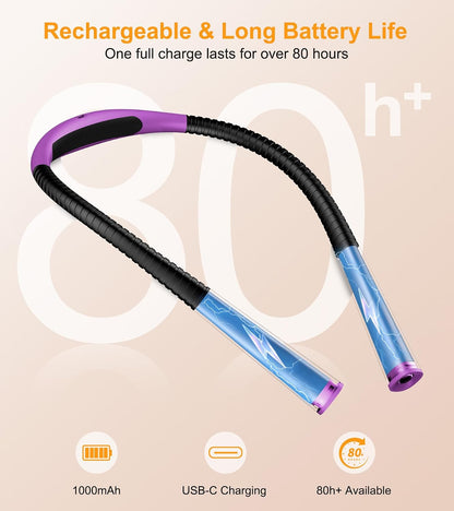 Gritin Book Light, Eye Caring 4-Color&5-Brightness Neck Light Reading Light | Stepless Dimming, 30-min Timer, 80+ Hrs Runtime, Bendable Round Neck Design, Lightweight for Reading, Knitting, Repairing
