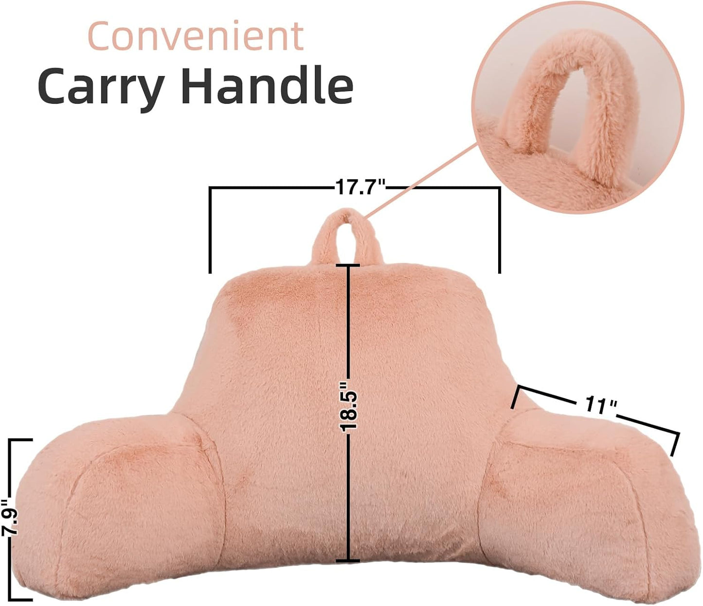 A Nice Night Ivory Reading Pillow, 18.5" Bed Wedge Pillows with Arms | Back Support For Sitting,Faux Fur Backrest Pillow For Adult Children, Supports Reading,Gaming & Relaxing in Bed,Couch,Floor