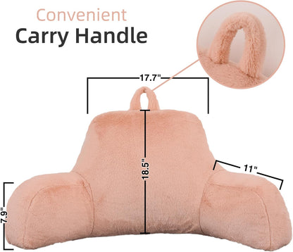 A Nice Night Ivory Reading Pillow, 18.5" Bed Wedge Pillows with Arms | Back Support For Sitting,Faux Fur Backrest Pillow For Adult Children, Supports Reading,Gaming & Relaxing in Bed,Couch,Floor