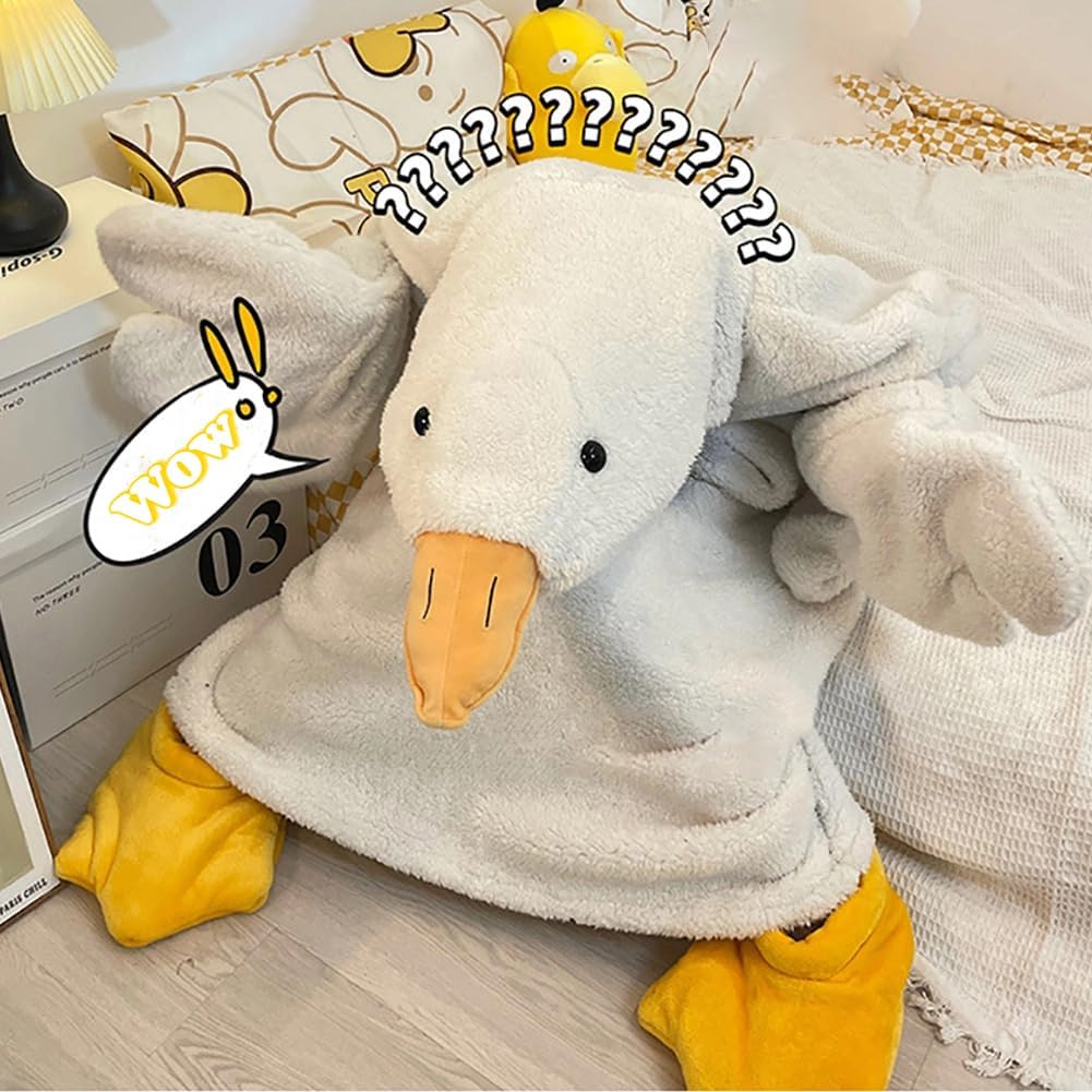 Oversized Wearable Goose Blanket Hoodie Onesie with Shoes Adult & Kid