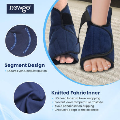NEWGO Ice Pack for Foot Injuries Recovery, Blue | Reusable Gel Ice Wraps for Heel, Ankle, Soothes Plantar fasciitis, Bunion Surgery Pain, Ideal for Injury Recovery