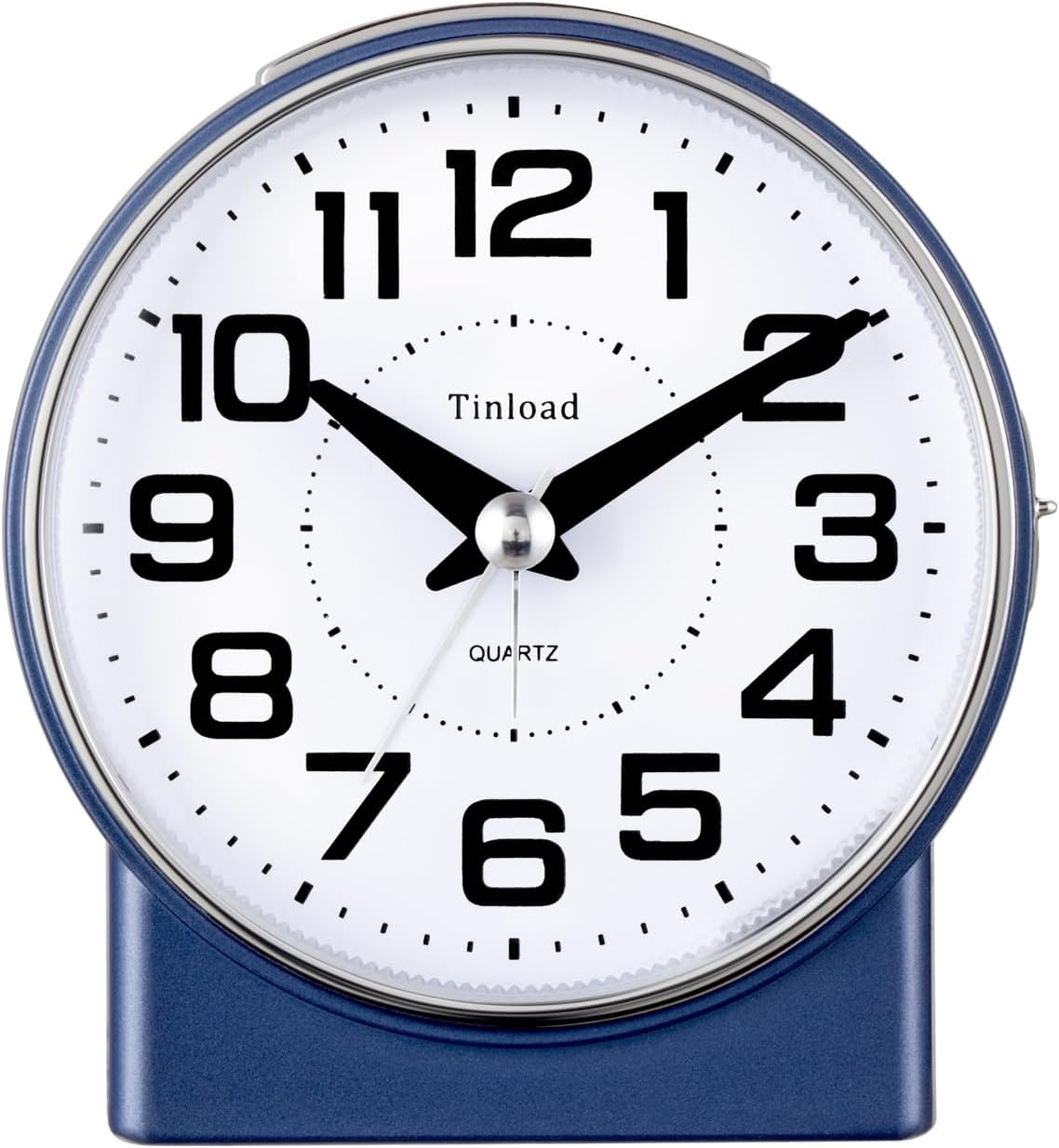 Tinload 4.3" No Ticking Analog Alarm Clock,Silent Readable for Seniors,Easy to Set,Gradual Rise Alarm,Big Numbers,On/Off Switch on Side,Gentle Wake,Snooze,Lighted on Demand,Battery Operated,Black