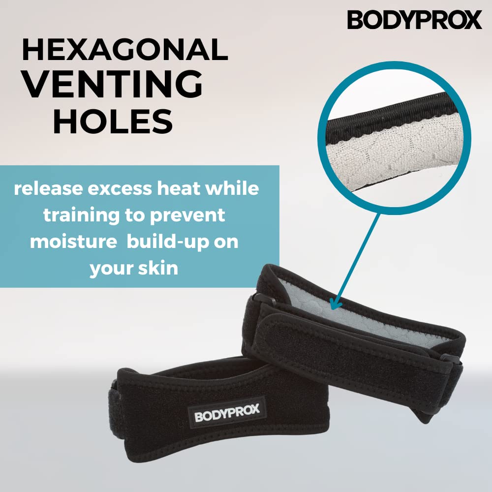 Bodyprox Patella Tendon Knee Strap 2 Pack, Knee Pain Relief Support Brace | Hiking, Soccer, Basketball, Running, Jumpers Knee, Tennis, Tendonitis, Volleyball & Squats