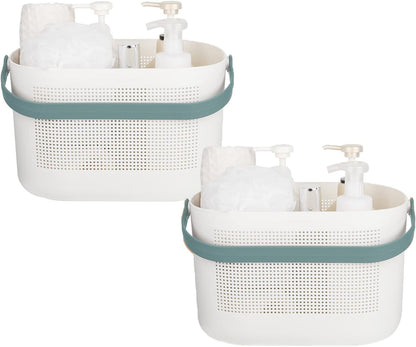 Plastic Portable Shower Caddy Basket, Storage Organizer with Handle, Yellow | Bottom Drain Holes, Keep Dry, Sturdy and Durable, Easy to Carry for Bathroom, Kitchen, Dorm Room, RV, College
