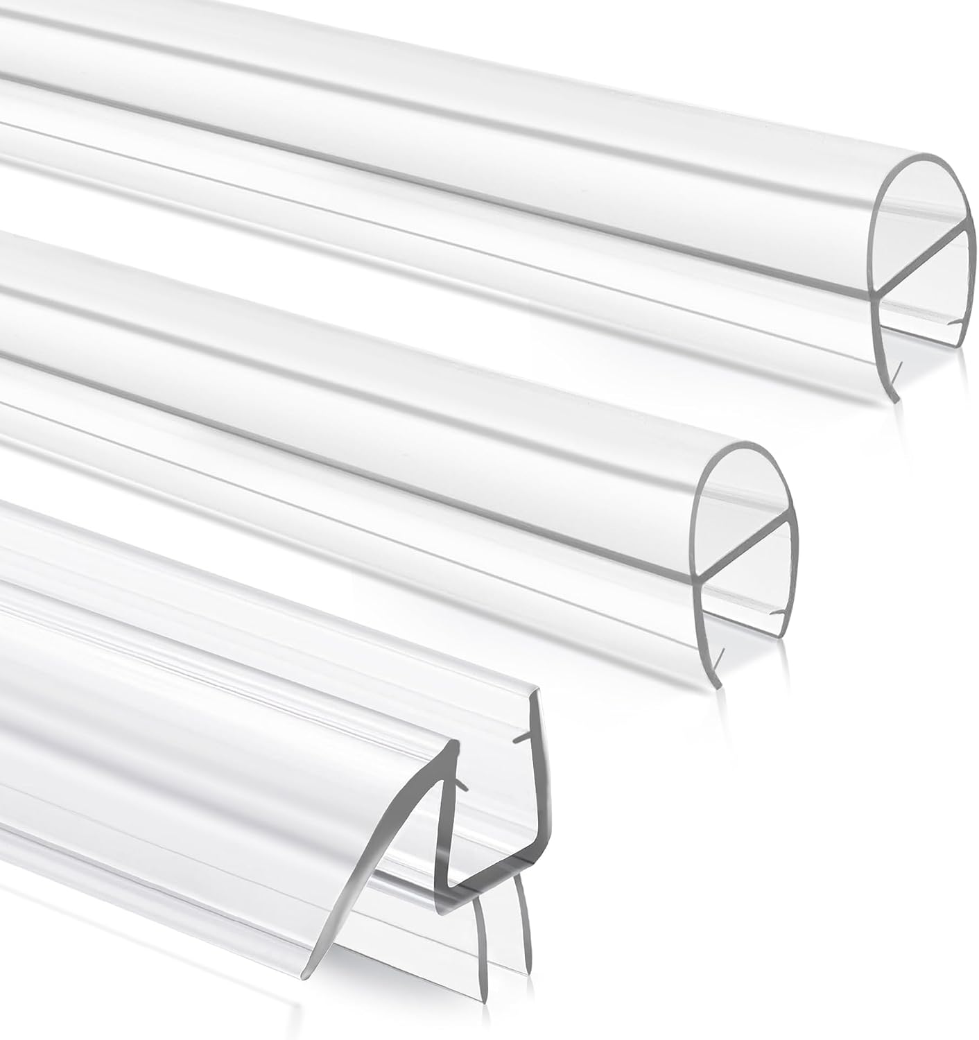 2 PCS Shower Door Bottom Seal, 3/8” X 36” Frameless Shower Glass Door Seal Strip, Clear PVC Shower Door Sweep Stop Shower Leaks, Shower Seal for 3/8 Inch (10mm) Glass