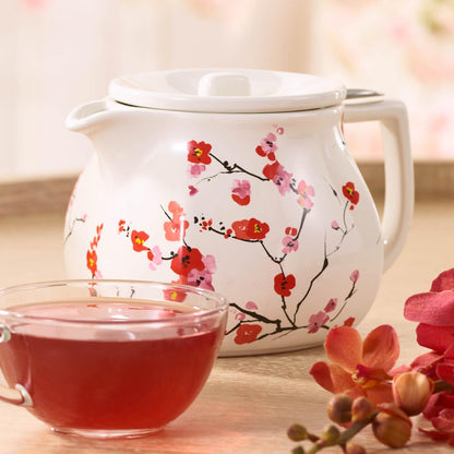 Tea Forte Ceramic Teapot with Infuser, Sakura Cherry Blossom, 24 oz