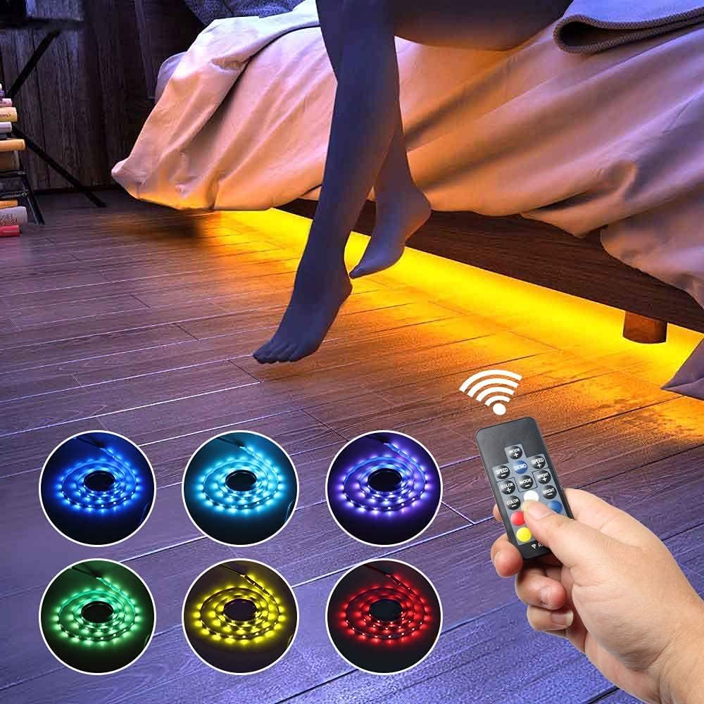 5 Feet Motion Activated Strip Lights, Plug-in LED Night Lights Waterproof for Bed, Kitchen, Stair (Warm White)