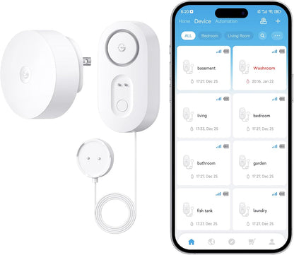 GoveeLife Upgraded Smart Water Leak Detector 1s with 4.92 ft Cable, 3 Pack | WiFi Water Sensor with SMS/Email/APP Push and Sound Alarm, 5Yr Battery Life, IP66, Suit for Home, Basement, Kitchen, Cabin/RV