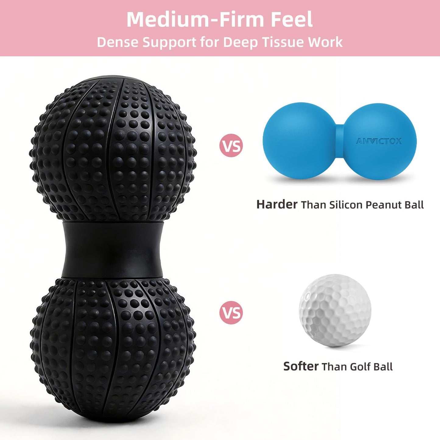 8 Inch Large Peanut Massage Ball Roller for Large Muscle Groups, Deep Tissue Double Massage Ball for Neck,Back,Leg,Low Back,Peanut Myofascia Release Ball for Muscle Knots&Physical Therapy