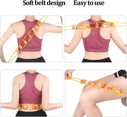 Back Massage Roller Rope, Professional Self Massage Tools, Portable Manual Massage Strap for Back Neck Leg Pain Relief Therapy Lymphatic Muscle Recovery Waist for Pain Relief