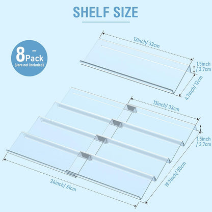 Spice Drawer Organizer 4 Tier, Acrylic Seasoning Organizer Rack, Large | Clear Spice Rack Tray, Kitchen Seasoning Jars Drawers Insert (Jars Not Included/ Expandable From 13" to 26")