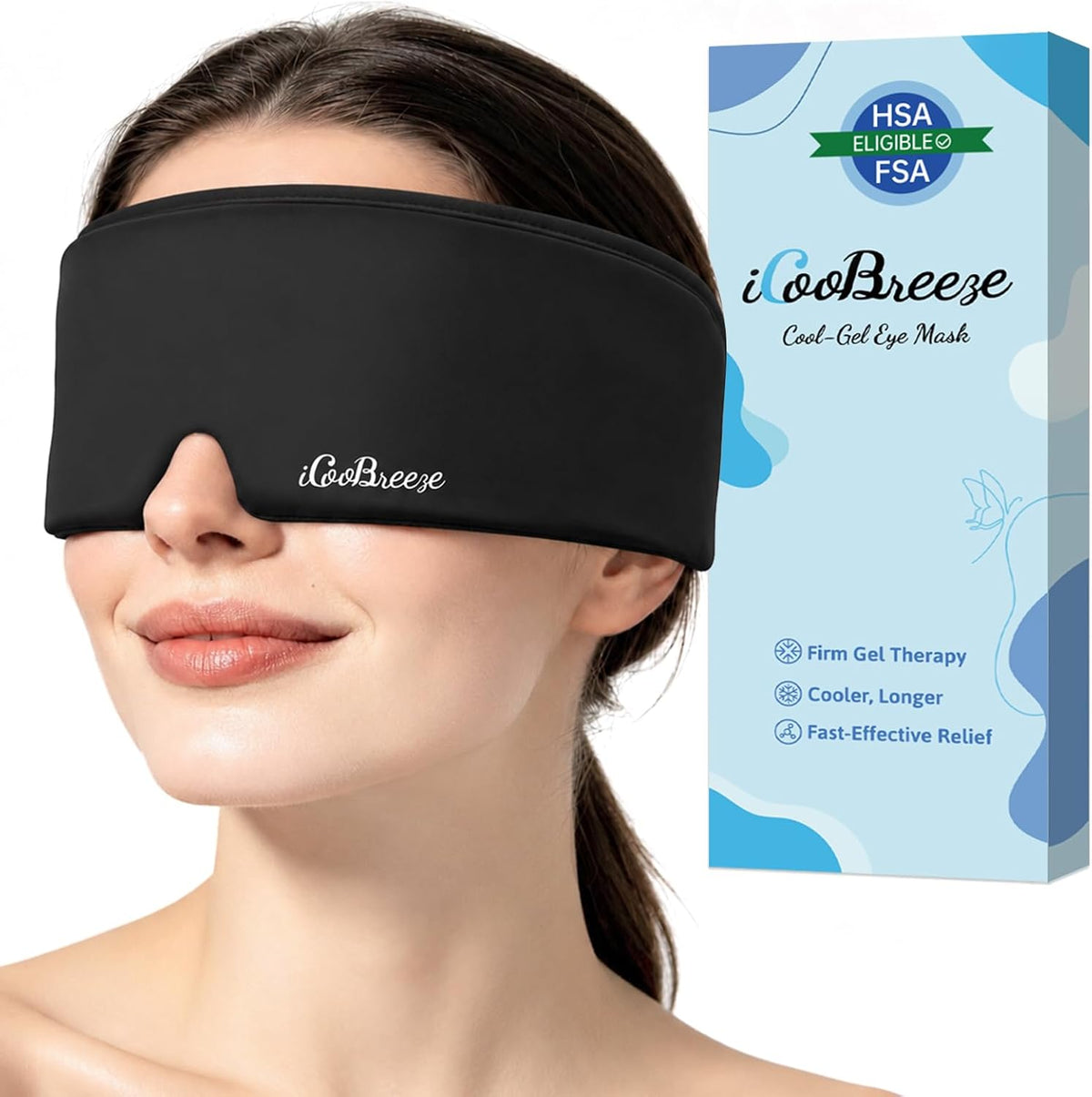 Cooling Eye Mask for Puffy Eyes, FSA Eligible HSA, Headache and Migraine Relief Gel Eye Mask, for Headache, Puffiness, Eye Strain, Reusable Face Ice Pack for Post-Surgery Care, Deep Blue