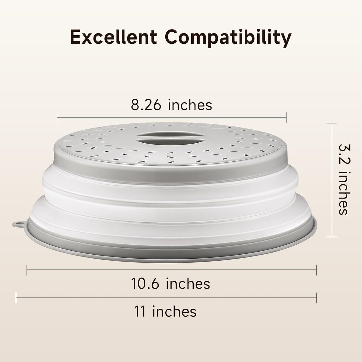 Microwave Splatter Cover for Food with Anti-scald Base Plate, Grey