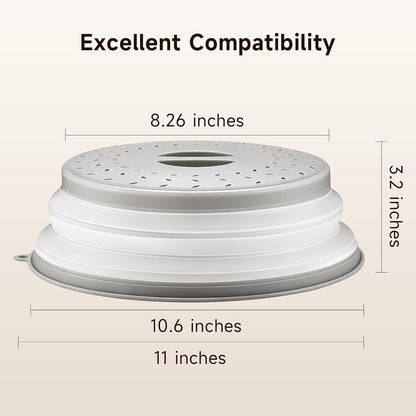 Microwave Splatter Cover for Food with Anti-scald Base Plate, Grey