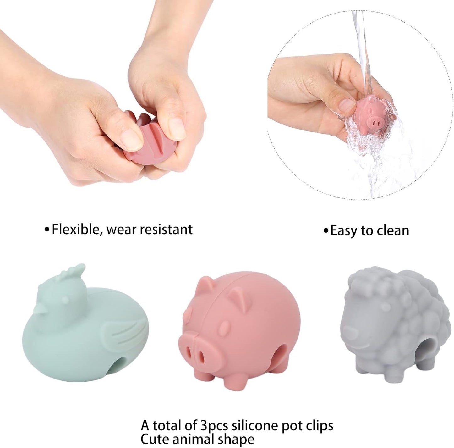 3PCS Spill Proof Lid Lifter, Silicone Cute Anti Overflow Pot Watcher Spill Stopper Pot Boil over Preventer for Pot Lid & Cute Kitchen Accessories