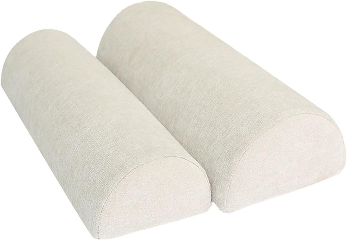 1/2 Pack Half Moon Bolster Pillow for Legs, Knees, Lower Back and Head | Lumbar Support Pillow for Bed, Sleeping | Semi Roll for Ankle and Foot Comfort - Machine Washable Cover(09,M:50x17x9cm)