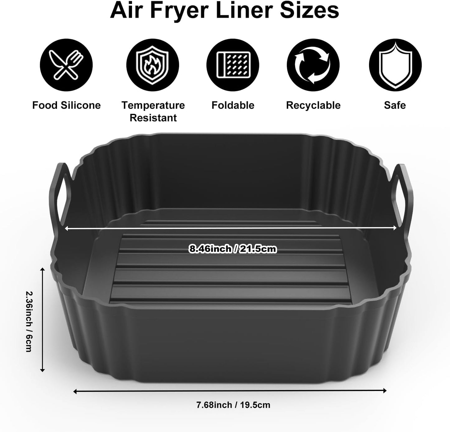 Silicone Air Fryer Liners 2 Pack, Reusable Liners Compatible for Ninja Foodi DZ201, DZ401, DZ550, COSORI, Chefman, Instant Air Fryer, and 6-in-1 8-10QT Air Fryer Baskets