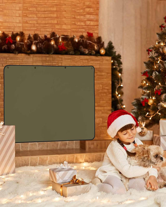 Solid White Fireplace Cover Decorative, French Country Rustic Classic Colored Art Decor Magnetic Fireplaces Cover Indoor Fireplace Blanket Insulation Draft Stopper Save Energy 45" W x 34" H